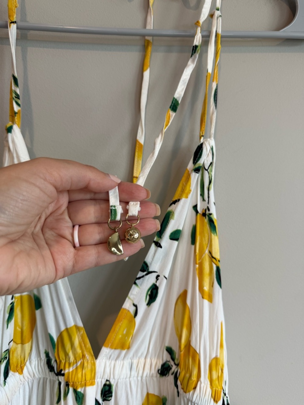 Kate Spade Lemon Print Halter Maxi Dress - Yellow & White - Picture 8 of 12